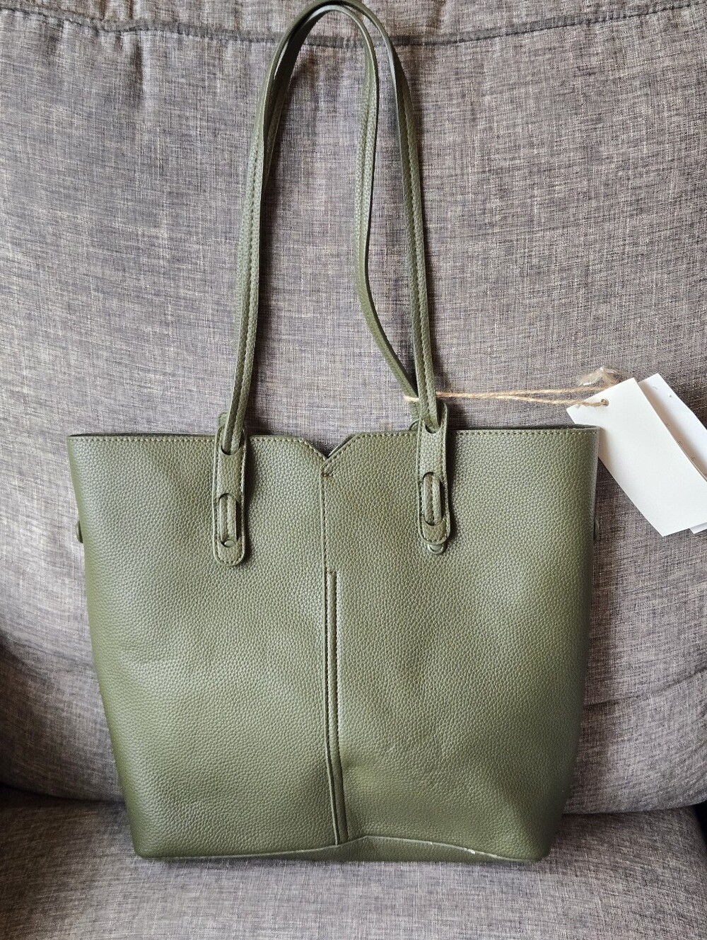 🔹 Antik Kraft Tote Bag Olive Green Pebbled BAG IN A BAG - Picture 3 of 8